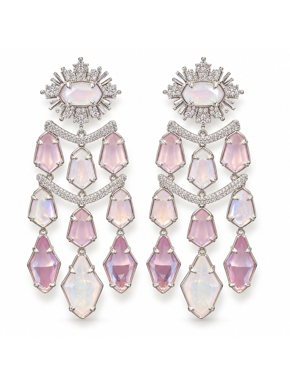 Kendra Scott Alexandria Silver Statement Earrings Silver Pink